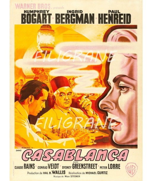 CASABLANCA FILM Rxuf-POSTER/REPRODUCTION d1 AFFICHE VINTAGE brillant des détails fins