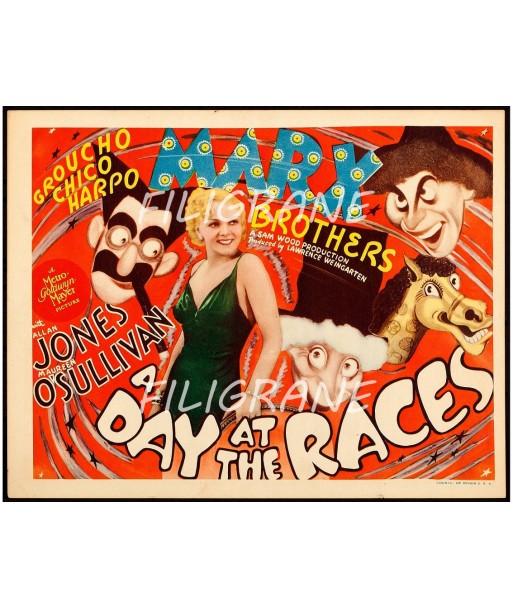 CINéMA A DAY at the RACES  Rtlx-POSTER/REPRODUCTION d1 AFFICHE VINTAGE l'achat 