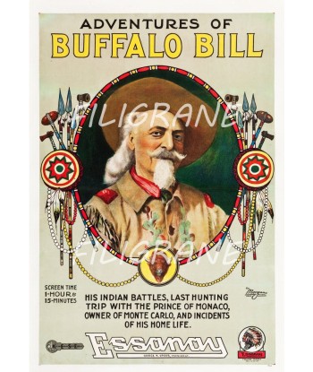 CINéMA ADVENTURES BUFFALO BILL Rwzl-POSTER/REPRODUCTION d1 AFFICHE VINTAGE de l' environnement