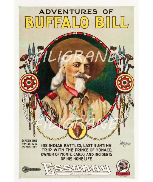 CINéMA ADVENTURES BUFFALO BILL Rwzl-POSTER/REPRODUCTION d1 AFFICHE VINTAGE de l' environnement