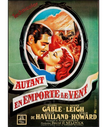 CINéMA AUTANT en EMPORTE le VENT Rmwa-POSTER/REPRODUCTION d1 AFFICHE VINTAGE pas chere