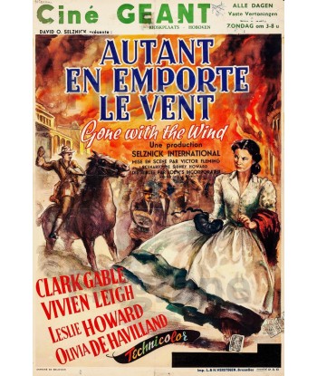 CINéMA AUTANT en EMPORTE le VENT Rxat-POSTER/REPRODUCTION d1 AFFICHE VINTAGE les muscles