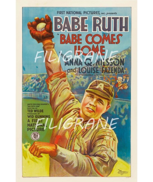 CINéMA BABE RUTH BABE COMES HOME Rttw-POSTER/REPRODUCTION d1 AFFICHE VINTAGE shop