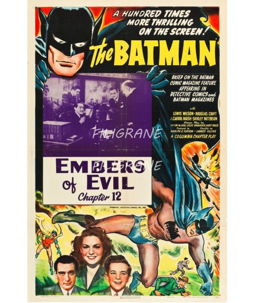 CINéMA BATMAN EMBERS of EVIL Rlro-POSTER/REPRODUCTION d1 AFFICHE VINTAGE Véritable concentré