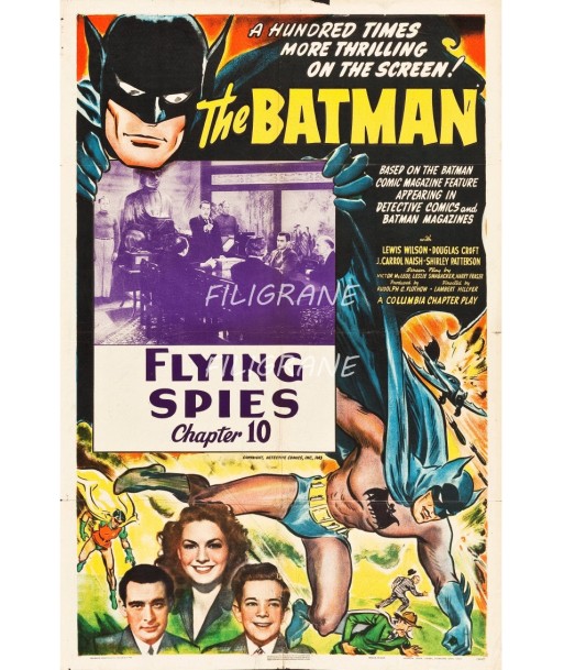 CINéMA BATMAN FLYING SPIES Rant-POSTER/REPRODUCTION d1 AFFICHE VINTAGE rembourrage situé sous