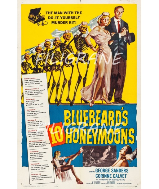 CINéMA BLUEBEARD'S 10 HONEYMOONS Rxxt-POSTER/REPRODUCTION d1 AFFICHE VINTAGE votre restaurant rapide dans 