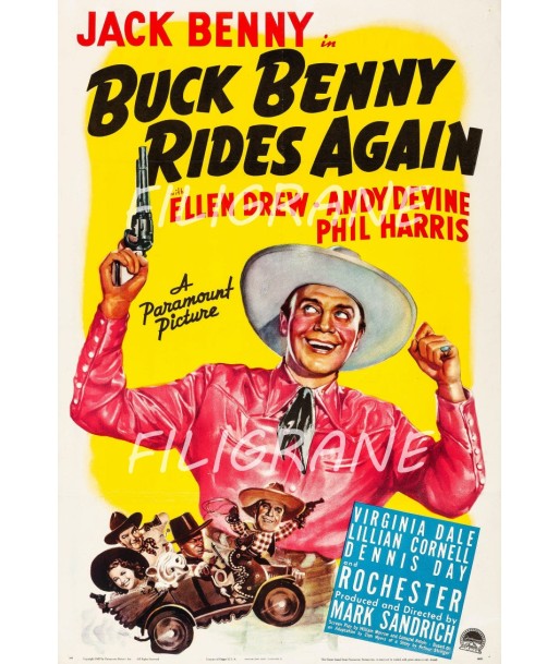 CINéMA BUCK BENNY RIDES AGAIN Rant-POSTER/REPRODUCTION d1 AFFICHE VINTAGE plus qu'un jeu 