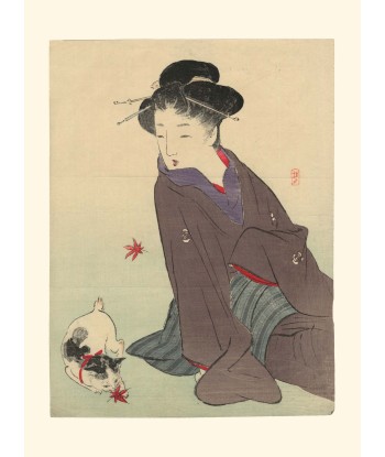 Beauté et son Chat de Takeuchi Keishu | Reproduction Fine Art les muscles