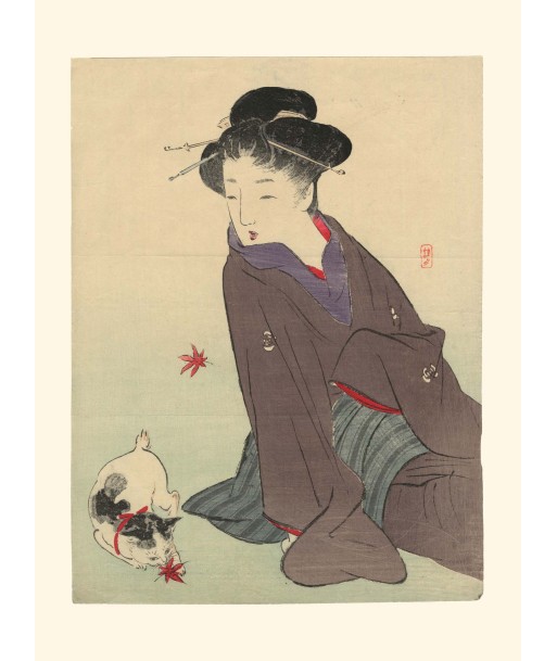 Beauté et son Chat de Takeuchi Keishu | Reproduction Fine Art les muscles