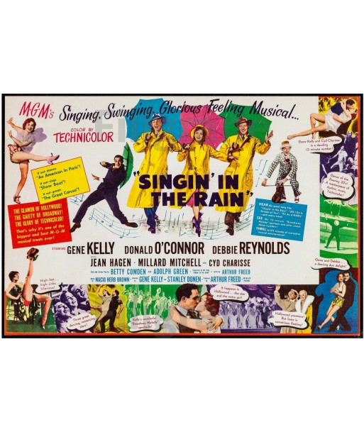 CINéMA CHANTONS sous la PLUIE Rqyt-POSTER/REPRODUCTION d1 AFFICHE VINTAGE rembourrage situé sous