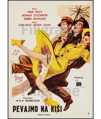 CINéMA CHANTONS sous la PLUIE Rsso-POSTER/REPRODUCTION d1 AFFICHE VINTAGE en linge