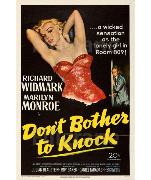 CINéMA DON'T BOTHER to KNOCK Rxvn-POSTER/REPRODUCTION d1 AFFICHE VINTAGE hantent personnes