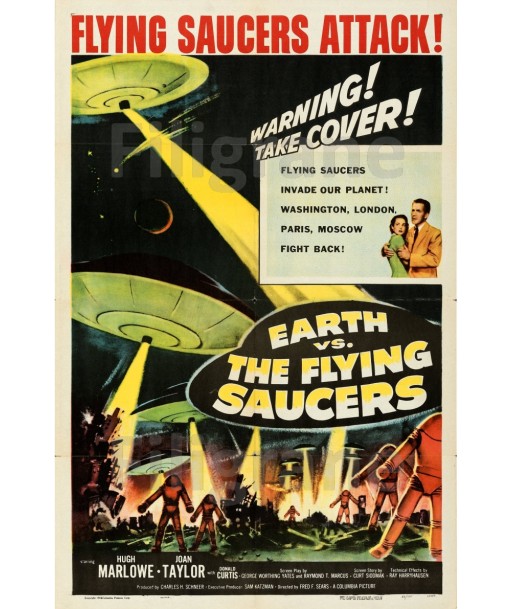 CINéMA EARTH the FLYING SAUCERS Ribi-POSTER/REPRODUCTION d1 AFFICHE VINTAGE store