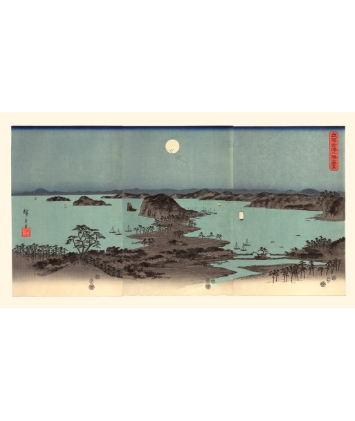 Nuit de Pleine Lune à Kanazawa de Hiroshige | Reproduction Fine Art vente chaude votre 