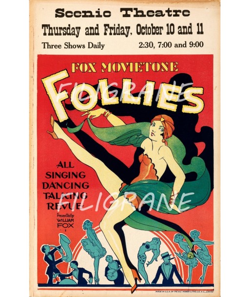 CINéMA FOLLIES FOX MOVIETONE Rvcn-POSTER/REPRODUCTION d1 AFFICHE VINTAGE une grave pollution 