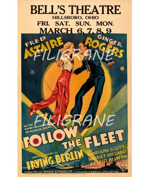 CINéMA FOLLOW the FLEET  Rbpn-POSTER/REPRODUCTION d1 AFFICHE VINTAGE ou a consommer sur place