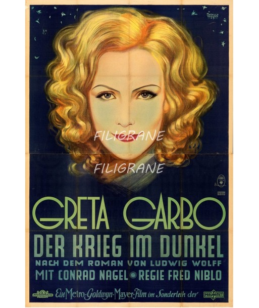 CINéMA GRETA GARBO ACTRICE Rhnl-POSTER/REPRODUCTION d1 AFFICHE VINTAGE d'Europe débarque