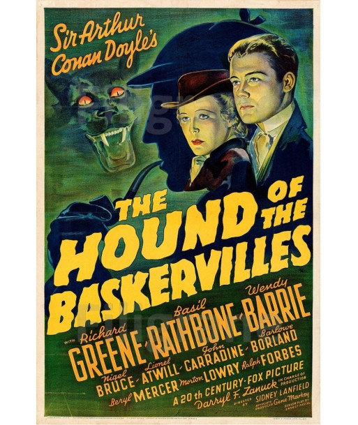 CINéMA HOUND of the BASKERVILLES Rwbf-POSTER/REPRODUCTION d1 AFFICHE VINTAGE prix