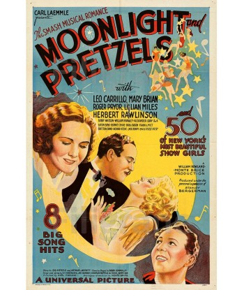 CINéMA MOONLIGHT and PRETZELS Rxmt-POSTER/REPRODUCTION d1 AFFICHE VINTAGE rembourrage situé sous