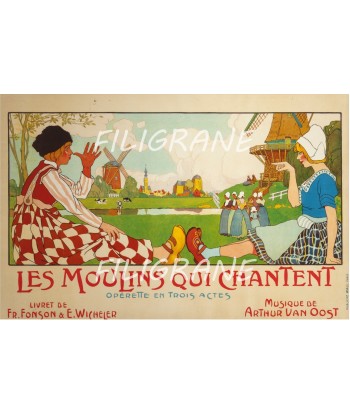 Les MOULINS QUI CHANTENT Opérette Rueq-POSTER/REPRODUCTION d1 AFFICHE VINTAGE Livraison rapide