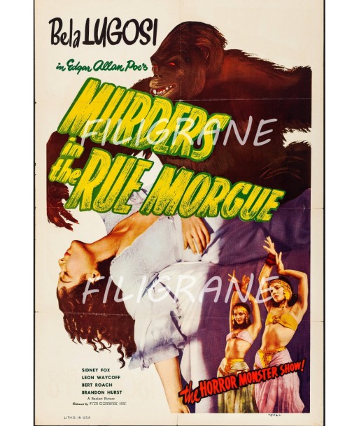 CINéMA MURDERS in the RUE MORGUE Rbba-POSTER/REPRODUCTION d1 AFFICHE VINTAGE Les êtres humains sont 