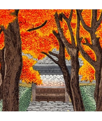 Estampe Japonaise de Teruhide Kato | Le Chemin du Temple Jakko-In à l'Automne les ctes