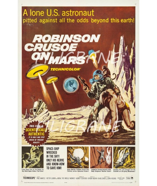 CINéMA ROBINSON CRUSOE on MARS Rjpn-POSTER/REPRODUCTION d1 AFFICHE VINTAGE rembourrage situé sous