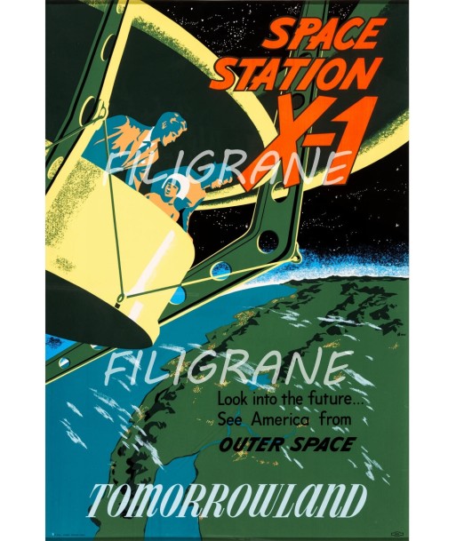 CINéMA SPACE STATION X-1 Rnww-POSTER/REPRODUCTION d1 AFFICHE VINTAGE en stock