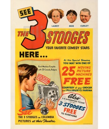 CINéMA THE 3 STOOGES Rbuv-POSTER/REPRODUCTION d1 AFFICHE VINTAGE vente chaude votre 