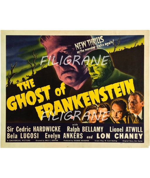 CINéMA THE GHOST of FRANKENSTEIN Reny-POSTER/REPRODUCTION d1 AFFICHE VINTAGE la colonne vertébrale