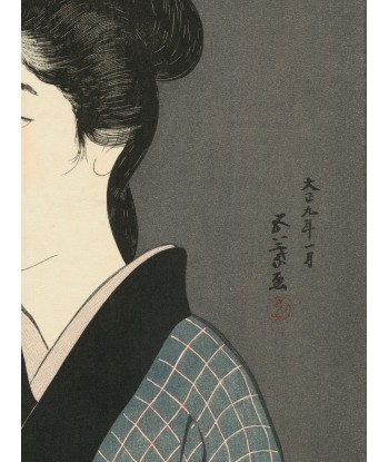 Estampe Japonaise de Goyo Hashiguchi | Femme et Plateau Rouge pas cher chine