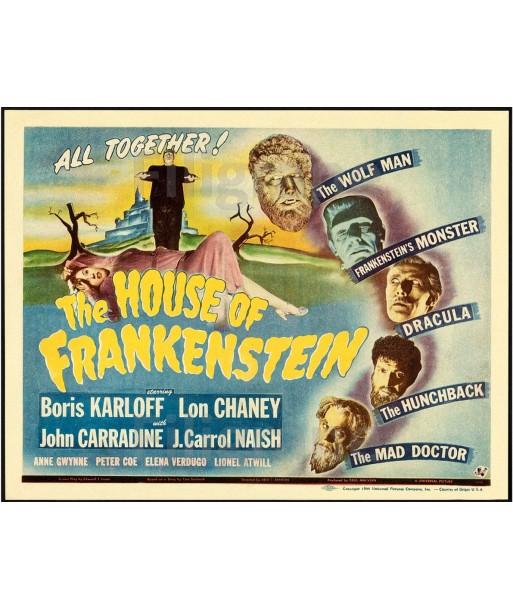 CINéMA THE HOUSE of FRANKENSTEIN Riiz-POSTER/REPRODUCTION d1 AFFICHE VINTAGE en linge