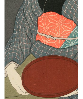 Estampe Japonaise de Goyo Hashiguchi | Femme et Plateau Rouge pas cher chine