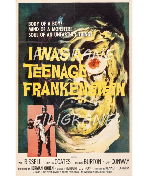 CINéMA WAS A TEENAGE FRANKENSTEIN Rzho-POSTER/REPRODUCTION d1 AFFICHE VINTAGE Venez acheter