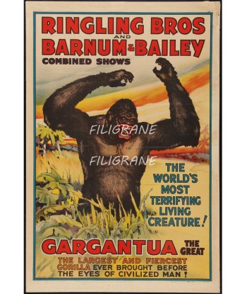 CIRQUE GARGANTUA RINGLING BROS Rdpx-POSTER/REPRODUCTION d1 AFFICHE VINTAGE chez Cornerstreet bien 