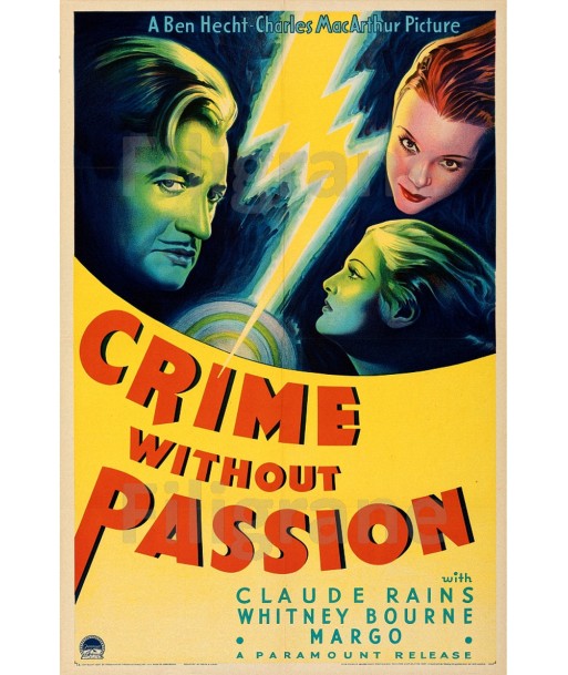 CRIME without PASSION FILM Rwju-POSTER/REPRODUCTION d1 AFFICHE VINTAGE est présent 