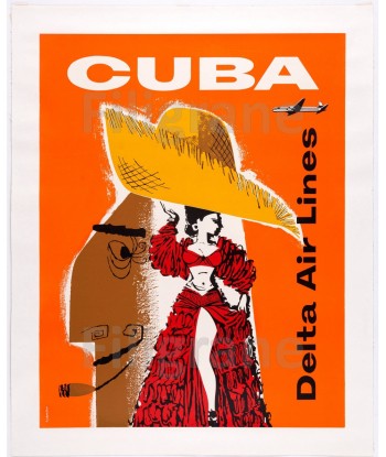 CUBA DELTA AIRLINES Retx-POSTER/REPRODUCTION d1 AFFICHE VINTAGE Venez découvrir notre 