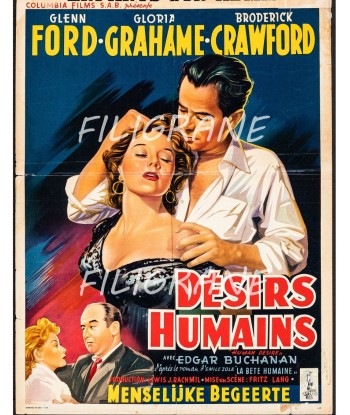 DéSIRS HUMAINS FILM Rfwf-POSTER/REPRODUCTION d1 AFFICHE VINTAGE d'Europe débarque