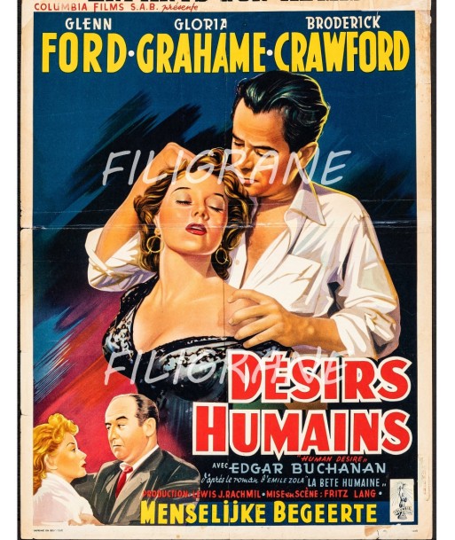 DéSIRS HUMAINS FILM Rfwf-POSTER/REPRODUCTION d1 AFFICHE VINTAGE d'Europe débarque