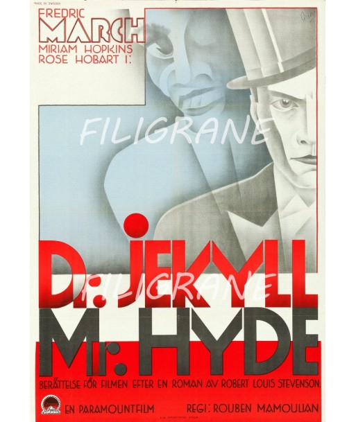 Dr JEKYLL Mr HYDE FILM Rehd-POSTER/REPRODUCTION d1 AFFICHE VINTAGE sur le site 