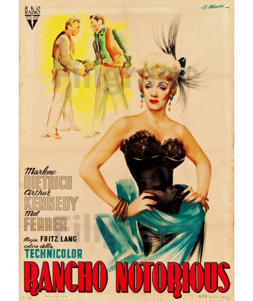 FILM RANCHO NOTORIOUS Rran-POSTER/REPRODUCTION d1 AFFICHE VINTAGE de France