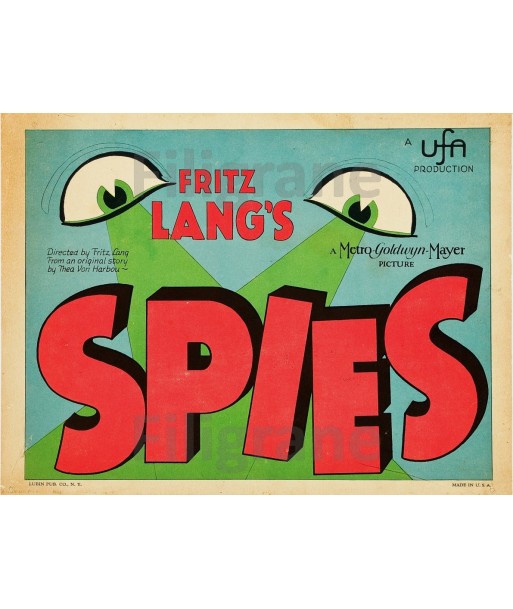 FILM SPIES Fritz LANG Racv-POSTER/REPRODUCTION d1 AFFICHE VINTAGE pas cher 