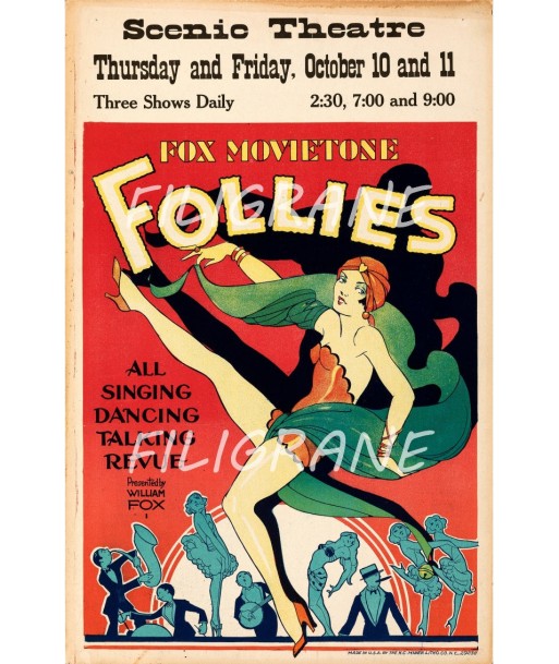 FOLLIES CABARET Rtjg-POSTER/REPRODUCTION d1 AFFICHE VINTAGE une grave pollution 