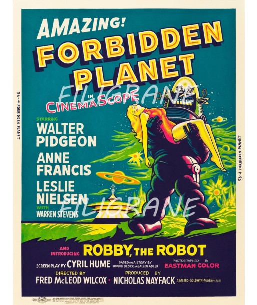 FORBIDDEN PLANET FILM Rcue-POSTER/REPRODUCTION d1 AFFICHE VINTAGE Economisez 