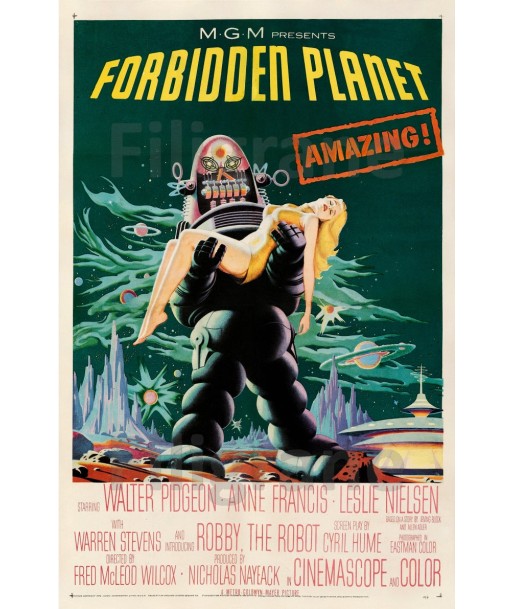 FORBIDDEN PLANET FILM Rngl-POSTER/REPRODUCTION d1 AFFICHE VINTAGE de France