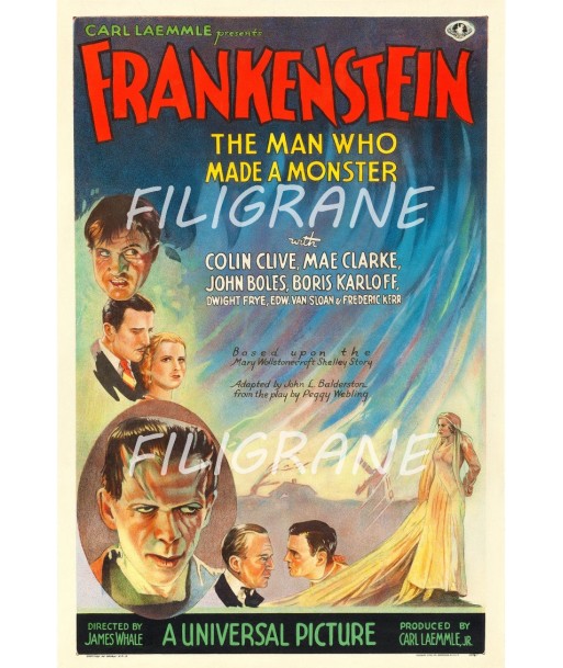 FRANKENSTEIN FILM Rkep-POSTER/REPRODUCTION d1 AFFICHE VINTAGE l'achat 