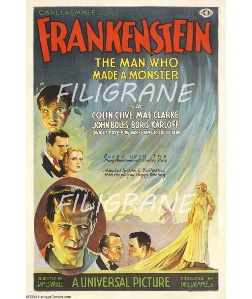 FRANKENSTEIN FILM Rpfa-POSTER/REPRODUCTION d1 AFFICHE VINTAGE solde