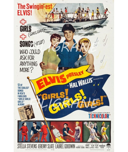 GIRLS GIRLS GIRLS FILM  Rool-POSTER/REPRODUCTION d1 AFFICHE VINTAGE acheter