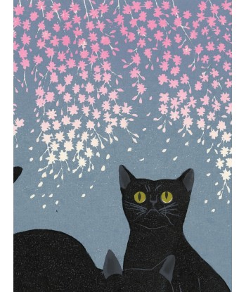 Estampe Japonaise de Nishida Tadashige | Chat Noir et Sakura Toutes les collections ici