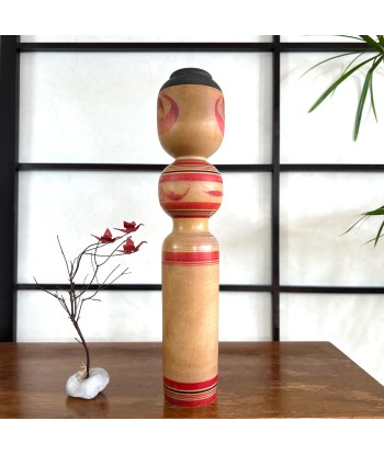 Kokeshi traditionnelle de style tsugaru de Yoshiki Sato | Fleur de pivoine du meilleur 